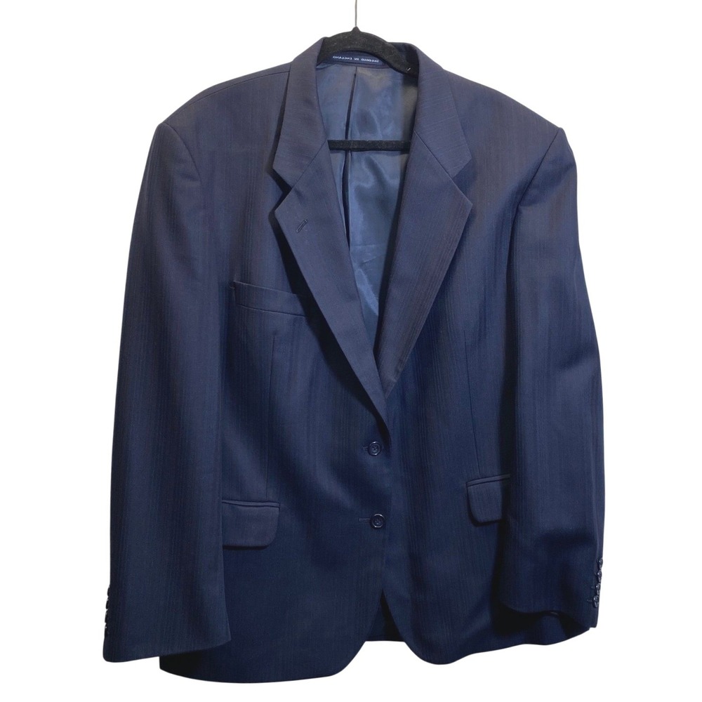 Alexandre London Blazer Men 42 -44 Navy Blue Pure New Wool Pinstripe Tail Englan